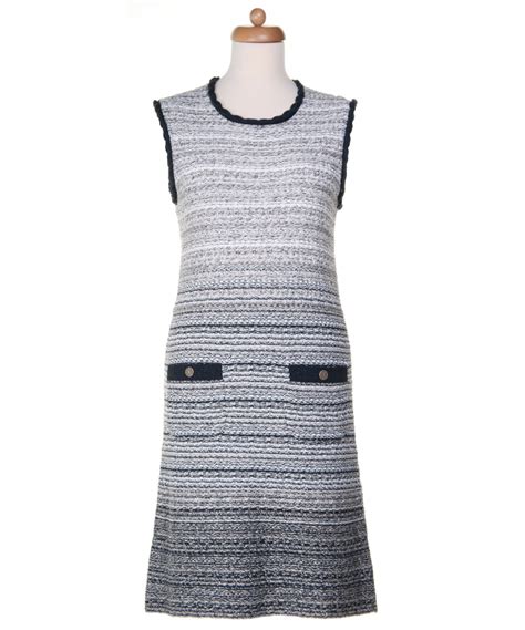 chanel black and white knit dress|chanel black and white dress.